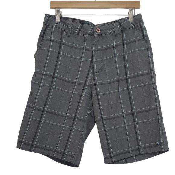 O'neill | Gray Plaid Casual Flat Front Chino Shorts 10" Inseam - Picture 1 of 8